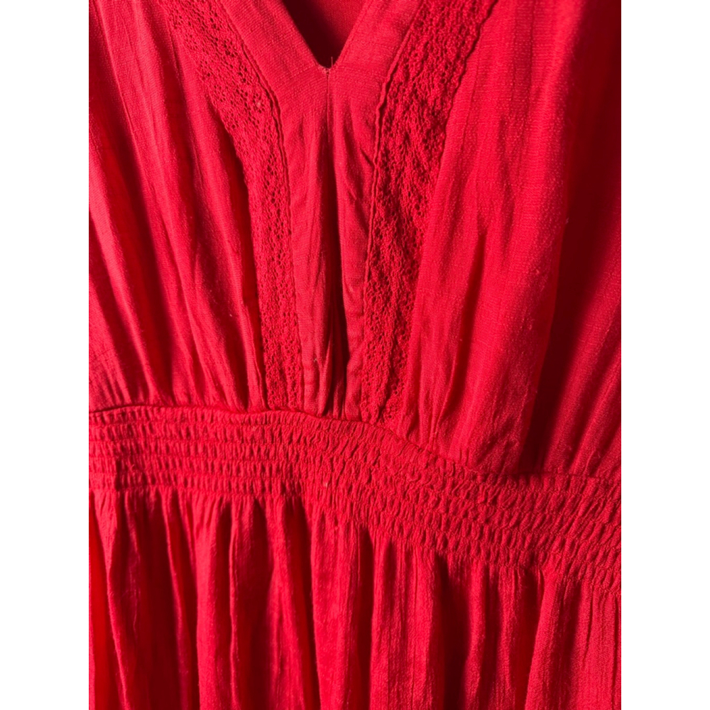J.Gee Red Midi Dress with Ruffle Sleeves - Size L - Picture 4 of 7